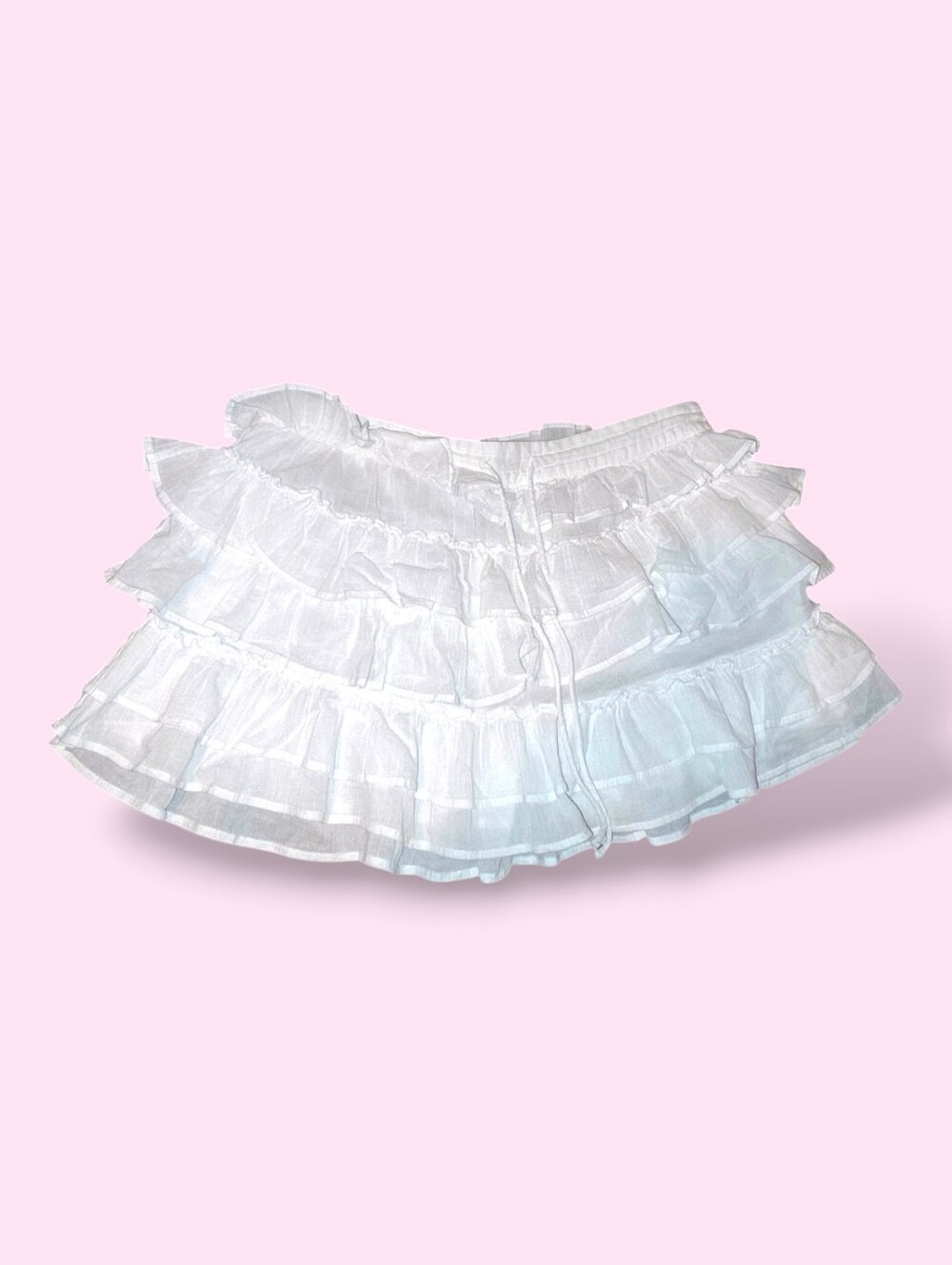 Pre-Owned Exellent Condition, H&M White Tiered Ruffle Mini Skirt Size L